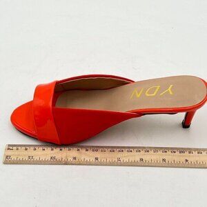 YDN Women Trendy Peep Toe Mid Heel Pumps Slip on Mules Slide Slipper Stiletto